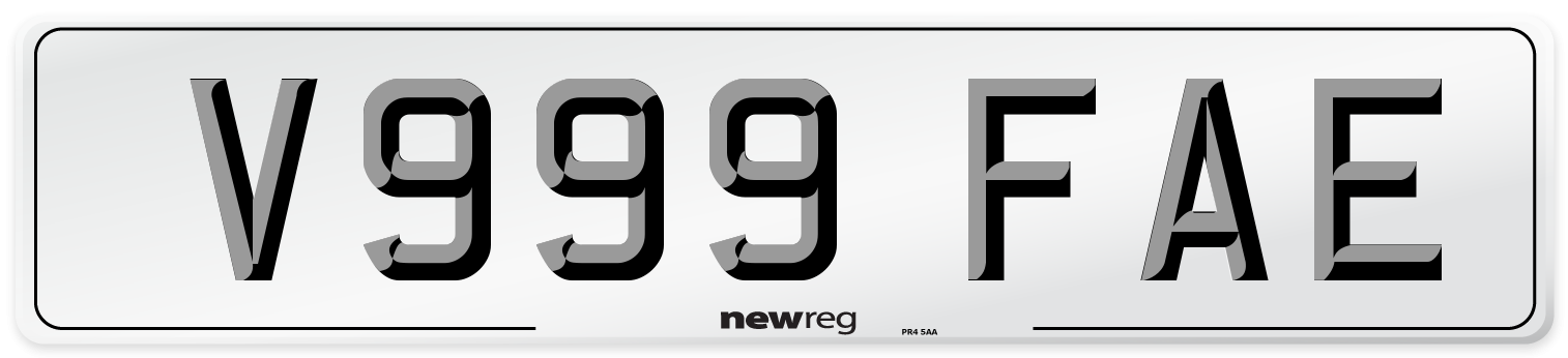V999 FAE Number Plate from New Reg